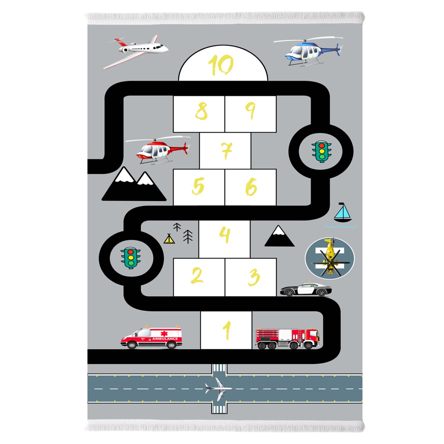 ДЕТСКИ КИЛИМ СЪС СИВИ ЦВЕТОВЕ 120Х180см.