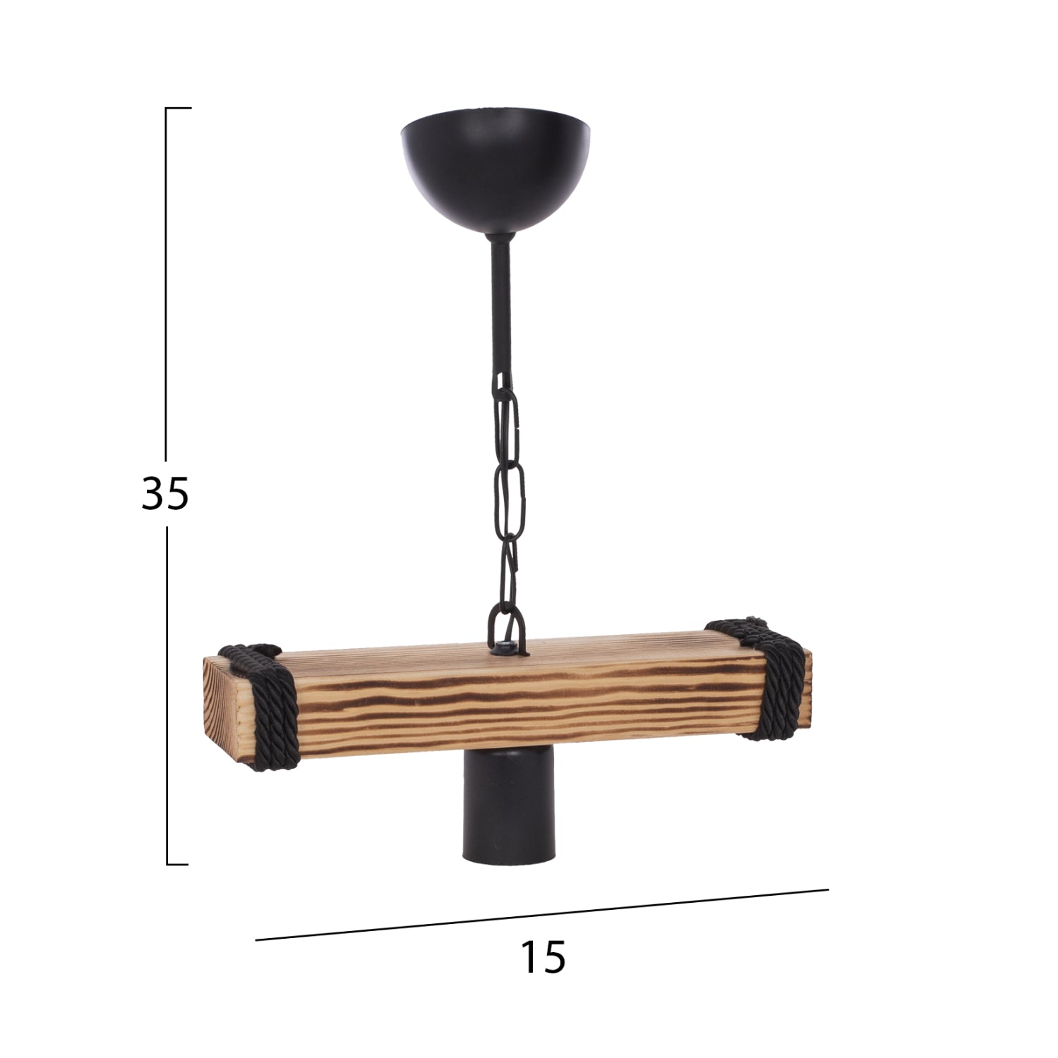 Таванна лампа 7697  естествен-черен цвят 15x11x35см