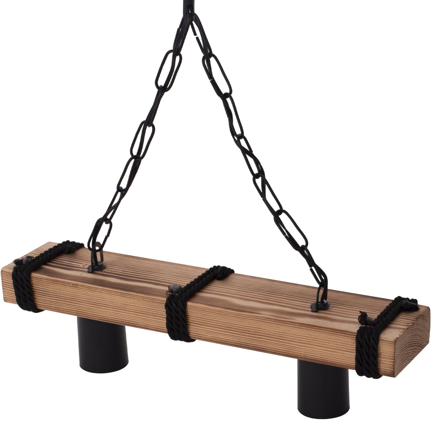 Пендел за таван с две лампи с верига и дървена плочка 40x10x45всм.