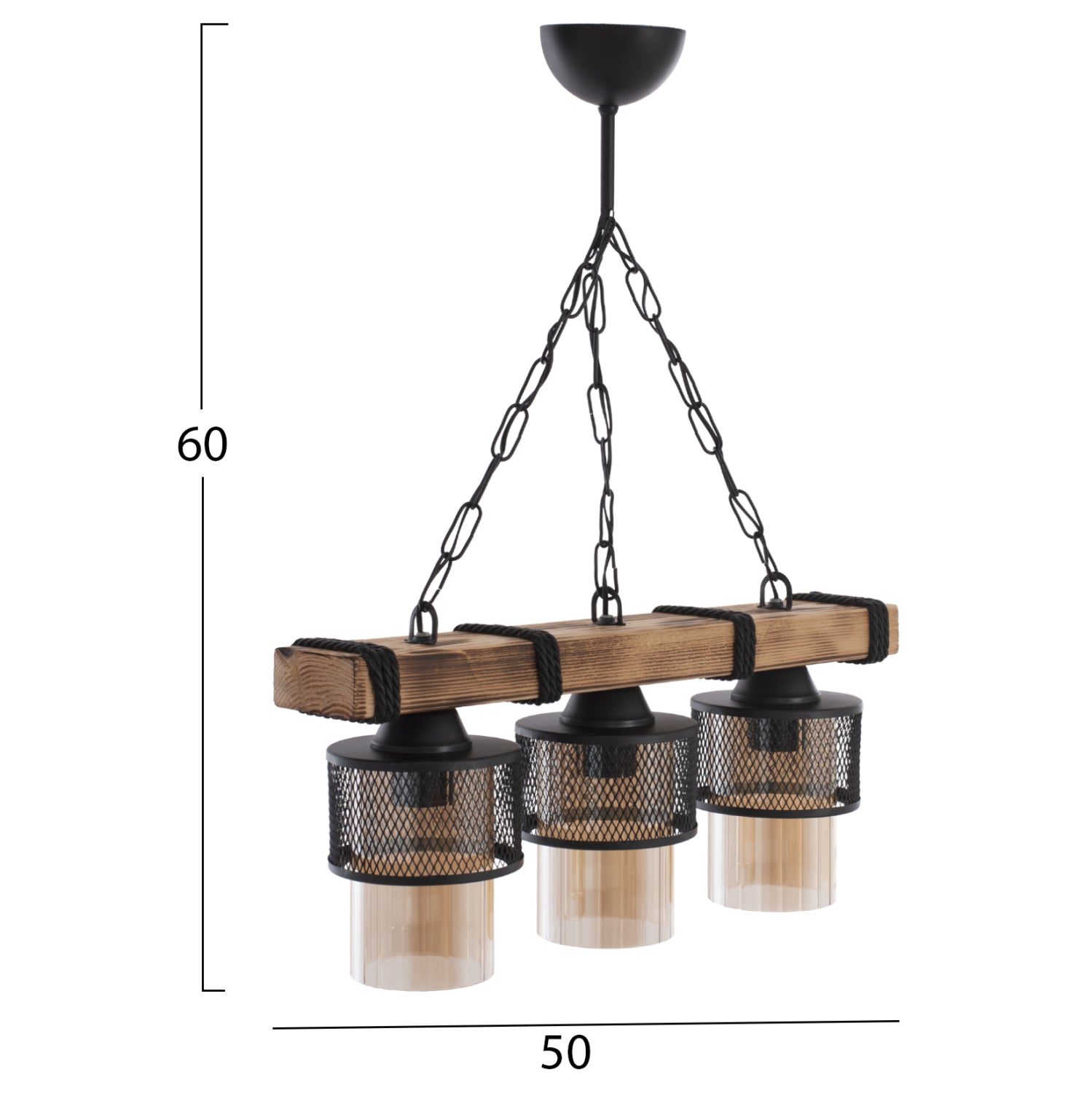 Таванна лампа черен-естествен цвят 50x12x60y см.