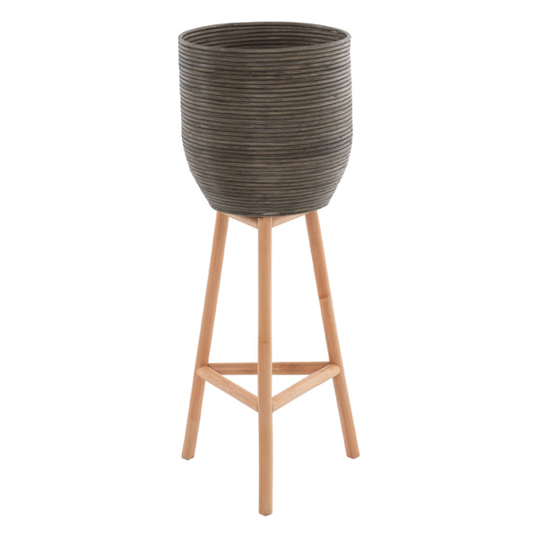 Саксия BAMBOO  цвят натурал-зелен 36Χ35Χ95