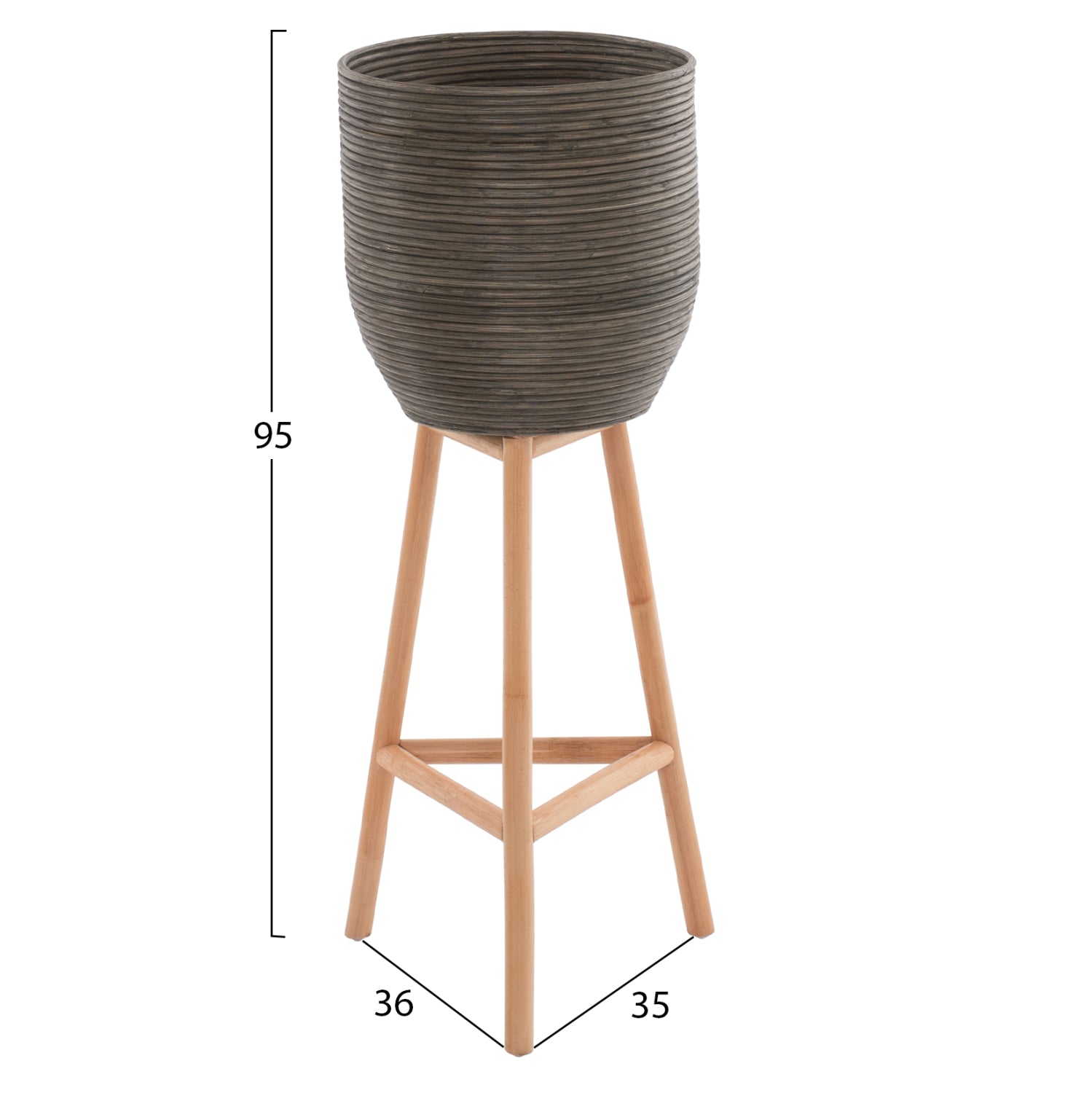 Саксия BAMBOO  цвят натурал-зелен 36Χ35Χ95