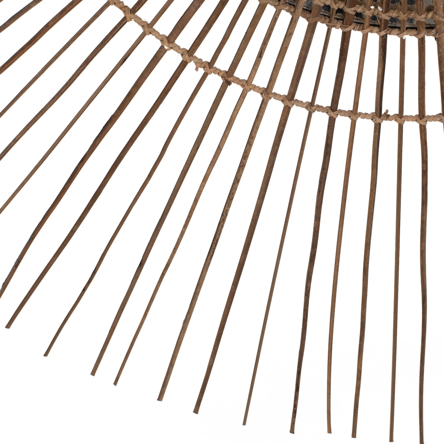 Кръгло стенно огледало с кокосови пръчици в натурален цвят 120x4x120см