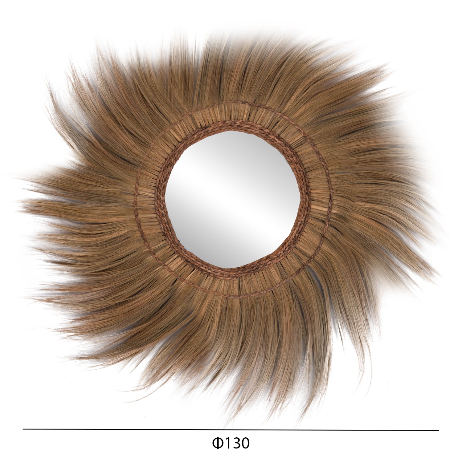 Огледало с рамка от бананова кора φ130 -натурал