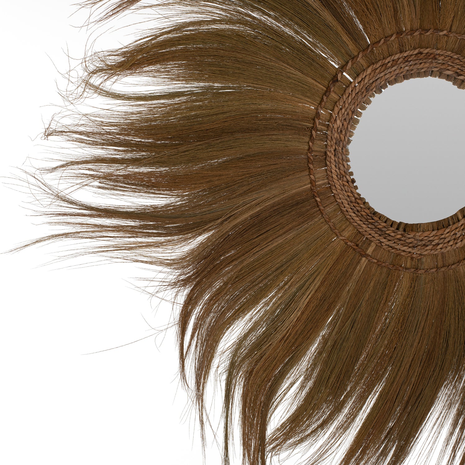 Огледало с рамка от бананови кори φ100 -натурал