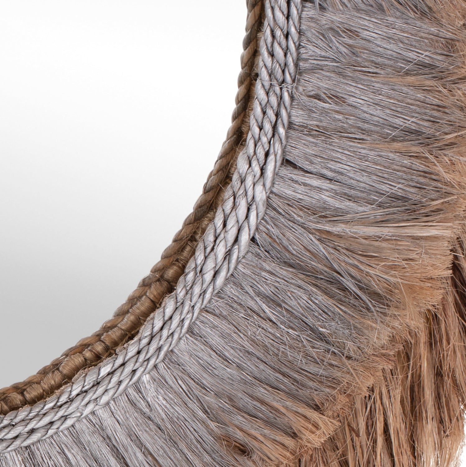 Огледало влакна абака овал -цвят сребрист-натурал