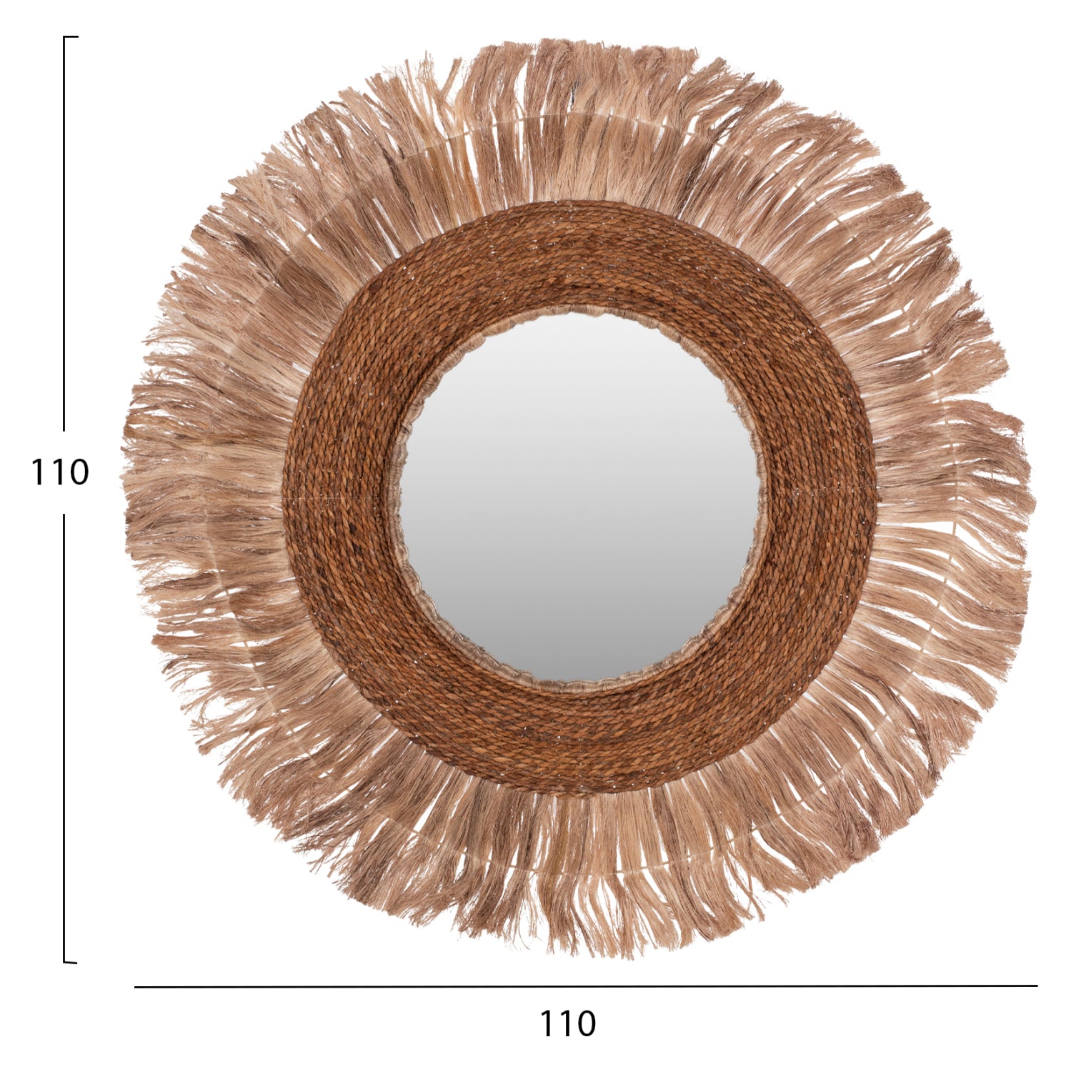 Огледало с рамка от влакна от абака ф110 -натурал