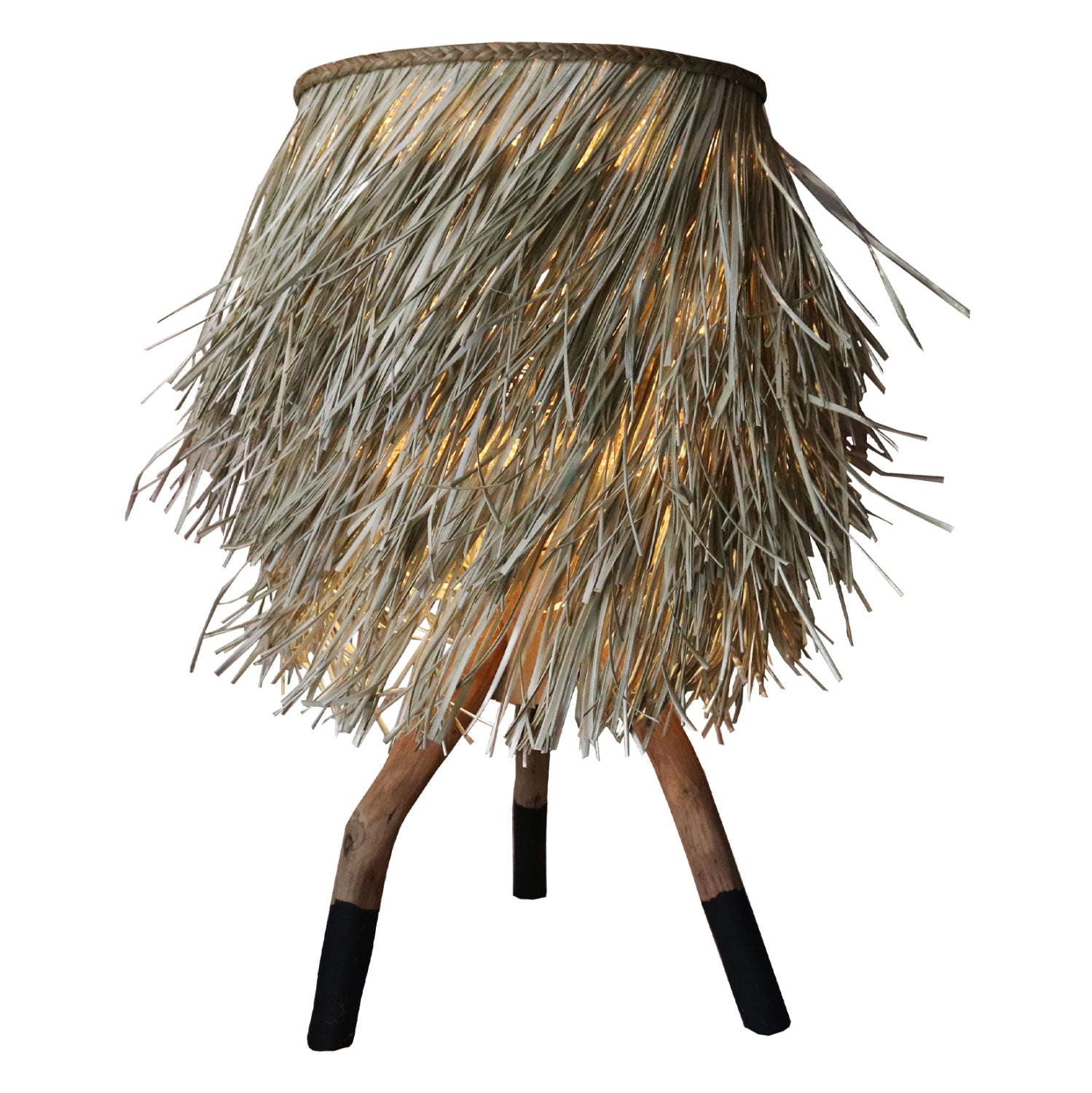 Настолна лампа Тик естествен-черен цвят  Φ30x30-60см