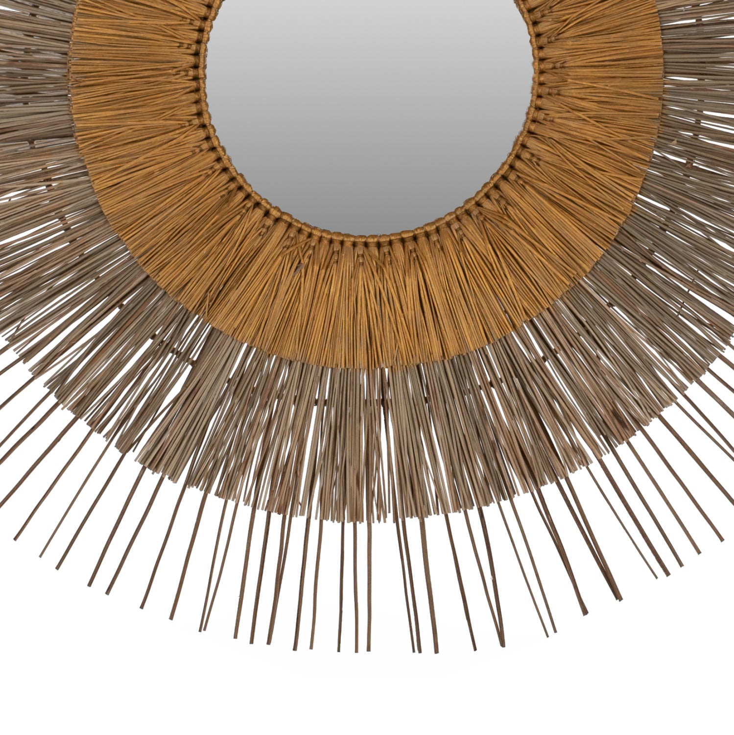 Огледало с рамка трева от мендонг  φ105 -цвят натурал-златист