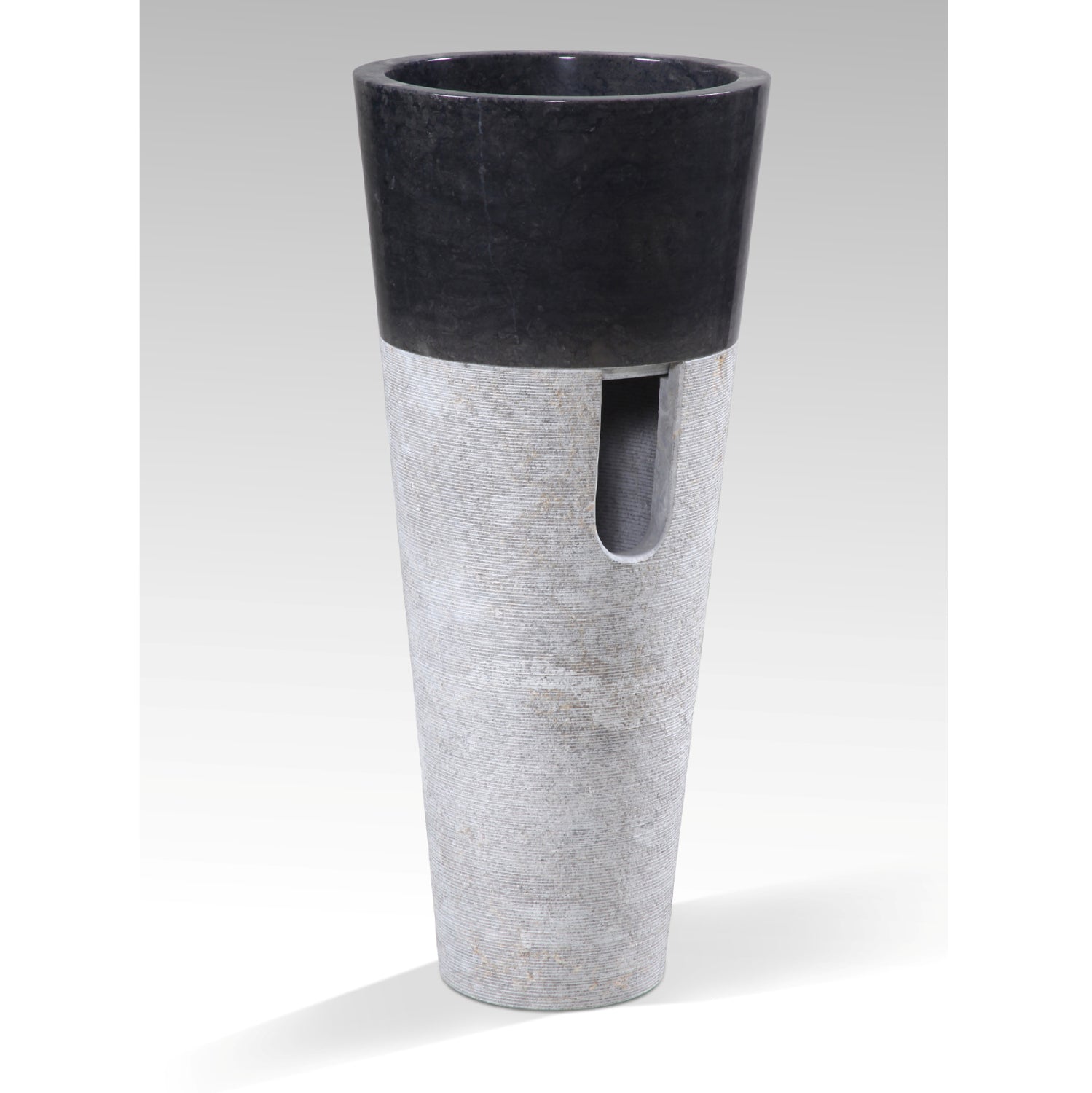 Мивка мраморна конусна цвят черен-сив  Φ40x90см