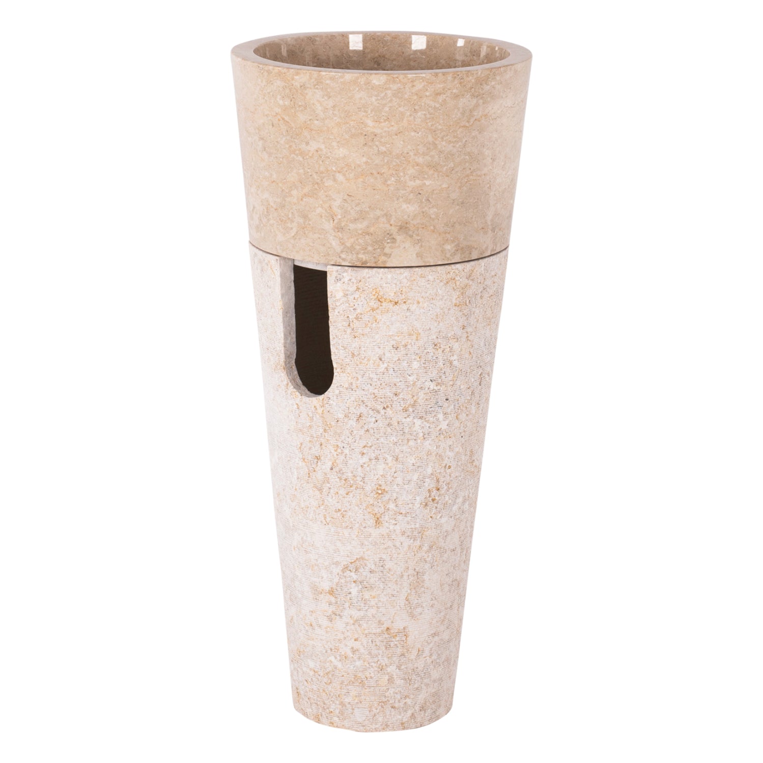 Мраморна конусна мивка, кремаво бяла φ40x90 см