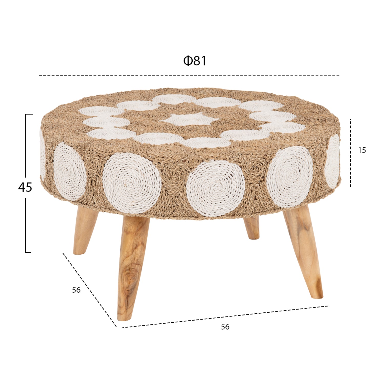 Странична маса 7825 естествен-бял цвят Φ81x45см