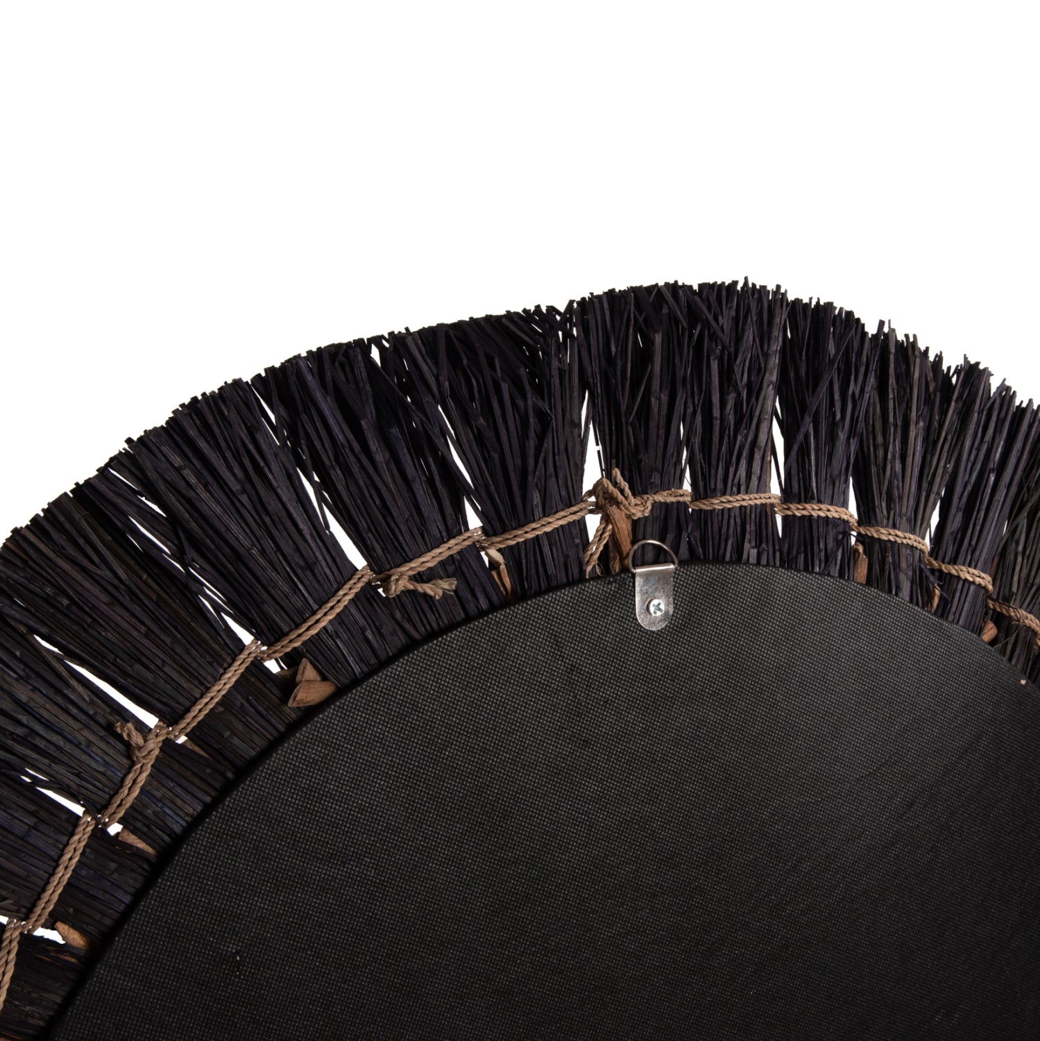 Огледало  MENDONG  ф70 -черен натурал с рамка от трева