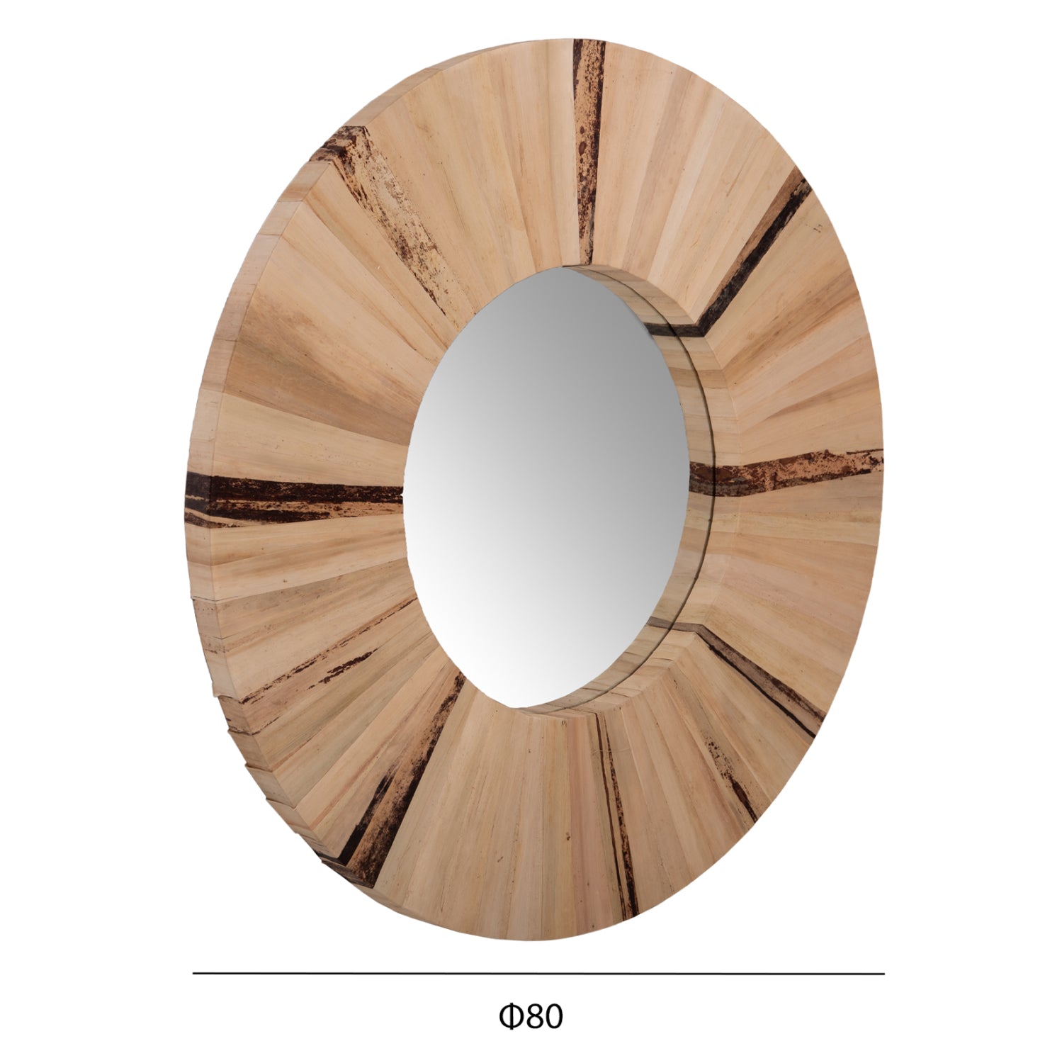 Огледало  с рамка палмови влакна   Φ80x4см.
