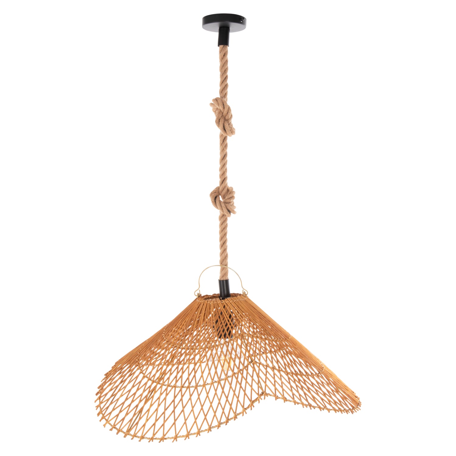 Таванна лампа КГ11925.01 въже и естествен ратан Φ58.5X131Hcm.