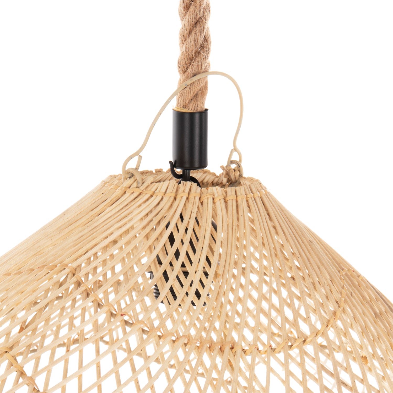 Таванна лампа въже и естествен ратан Φ58.5X131Hcm.