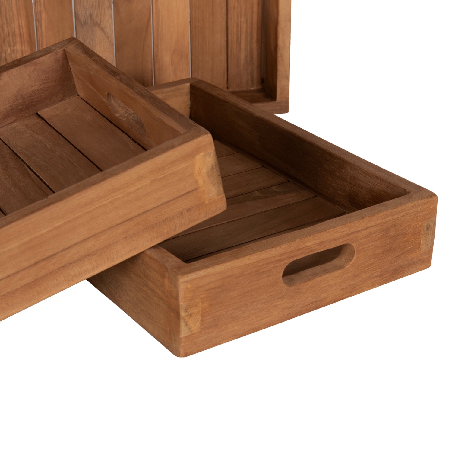 Комплект  дървени подноси тиково дърво натурал 39x29x7