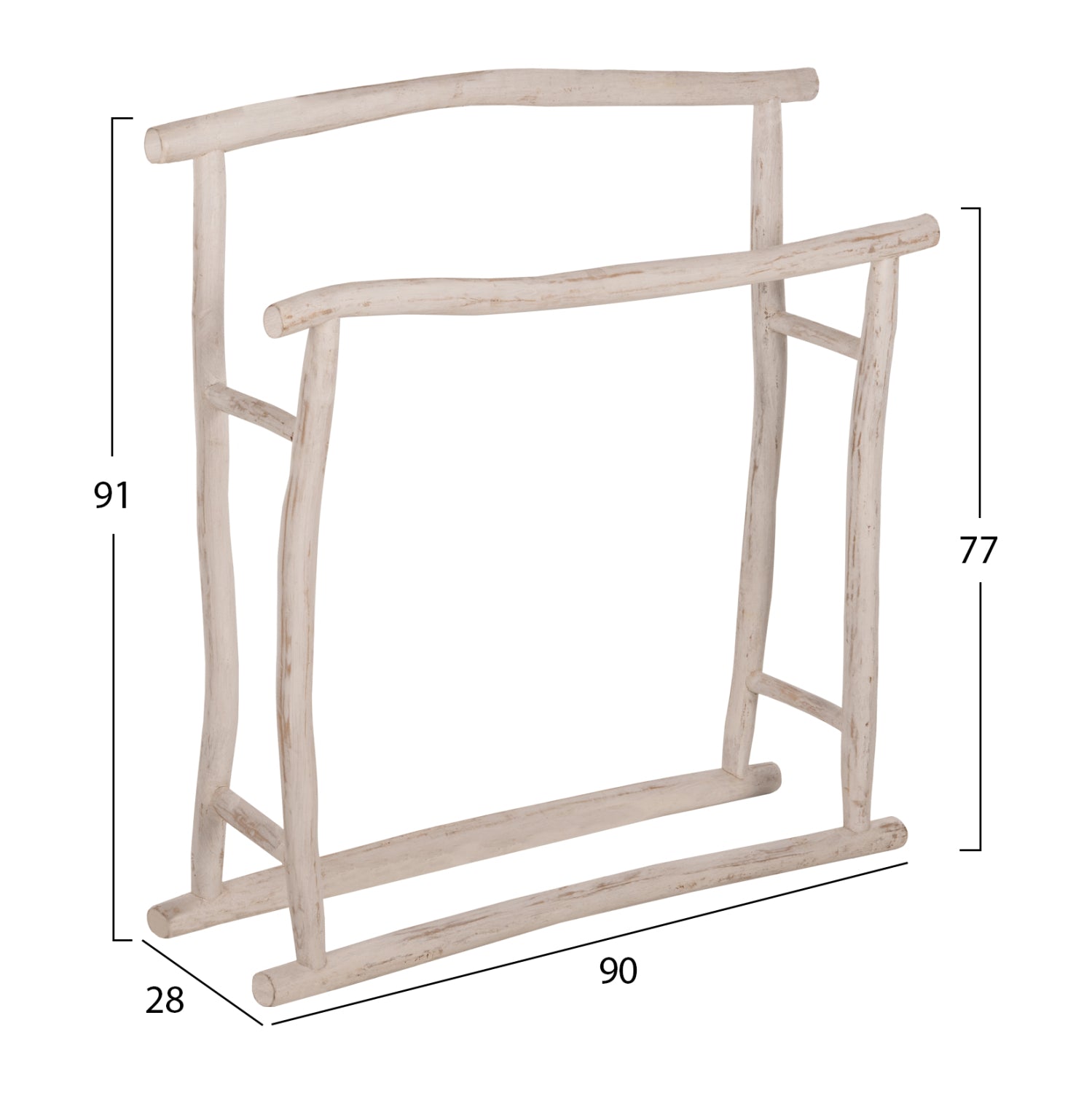 OREG ЗАКАЧАЛКА ЗА КЪРПИ В БЯЛА ПАТИНА 90x28x77-91см.