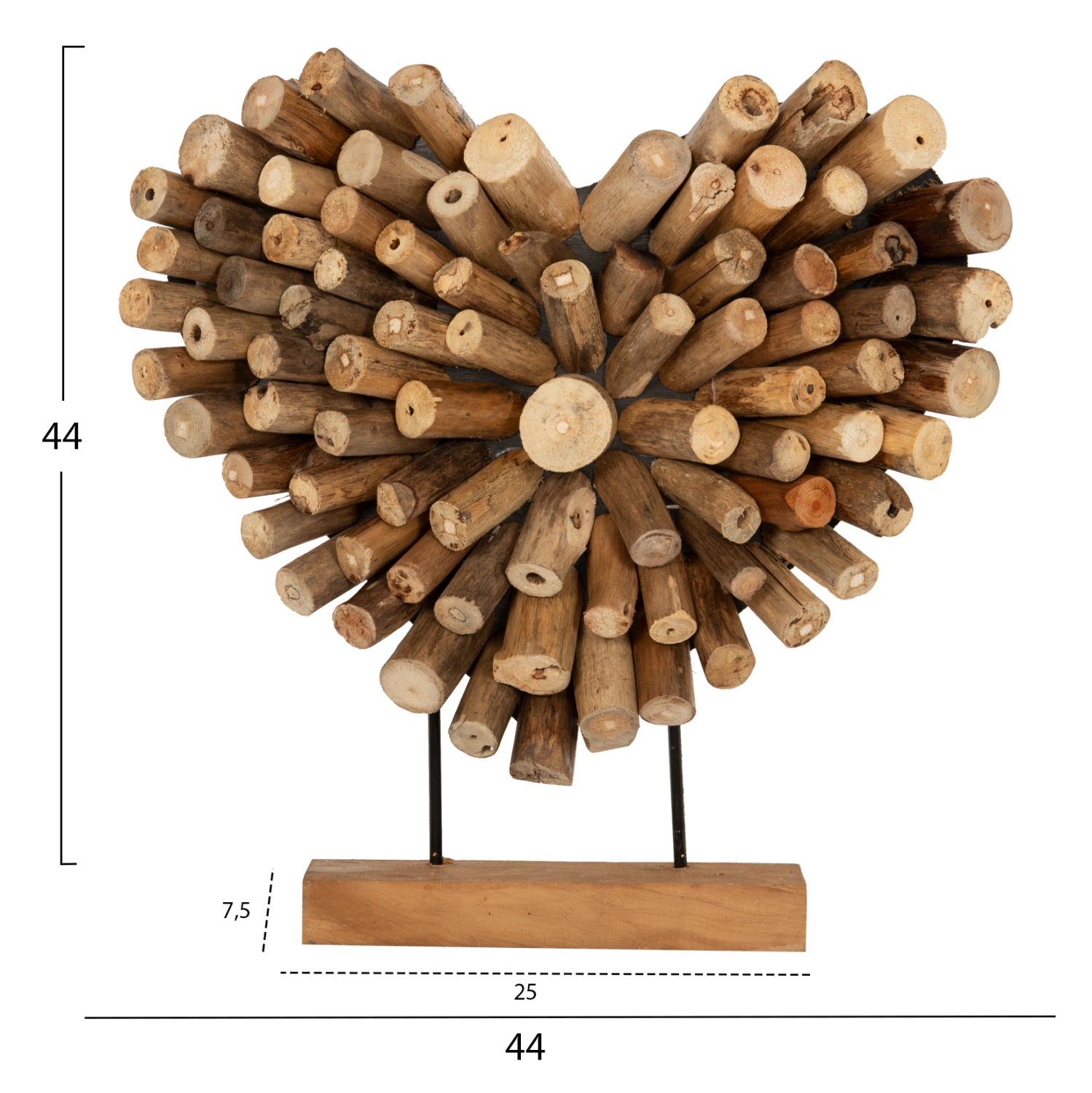 Декорация сърце SHINZO  натурал 44x5x44см