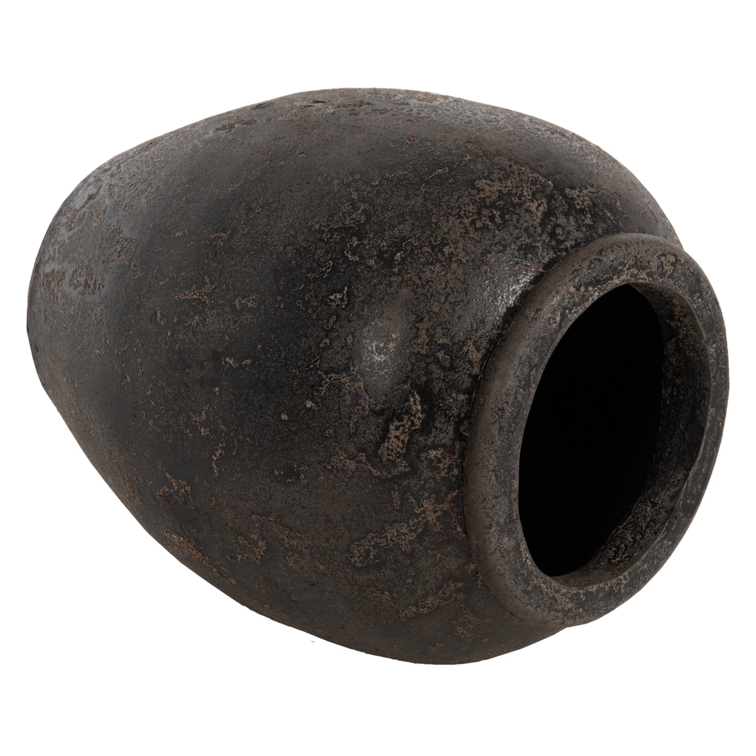 Декоративна подова ваза SPARTA  теракота в черен цвят φ44x49h см