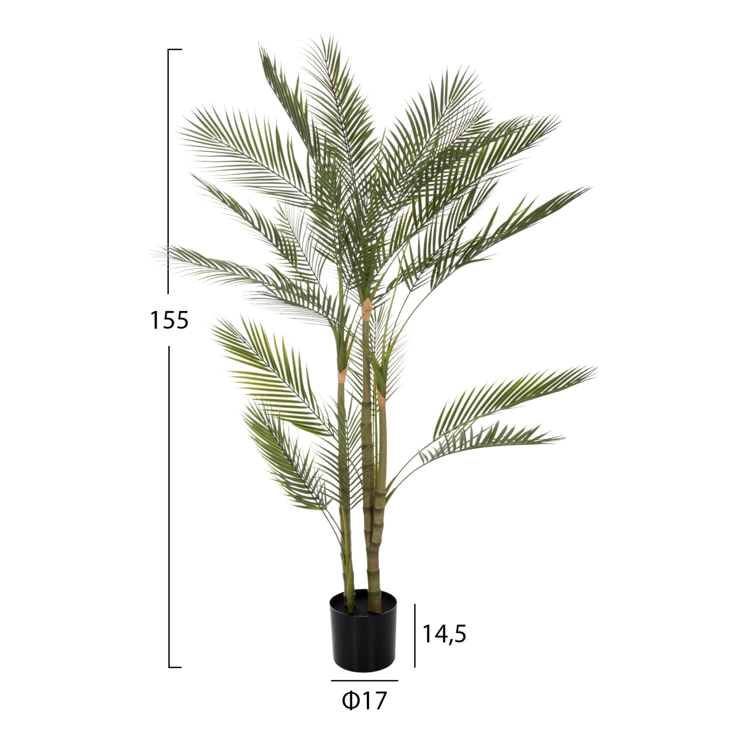 Саксийно изкуствено растение 7970 зелен цвят Φ17x14,5-155см