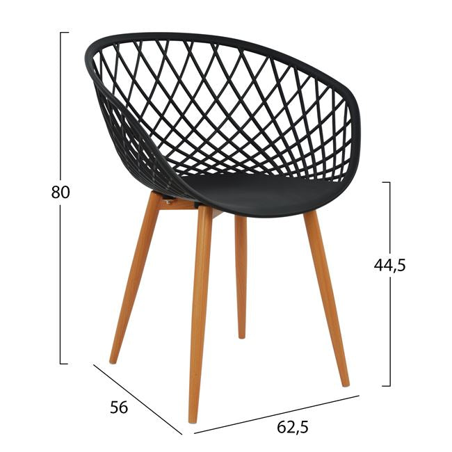 Кресло ARIADNE цвят черен-натурал 63x56x80