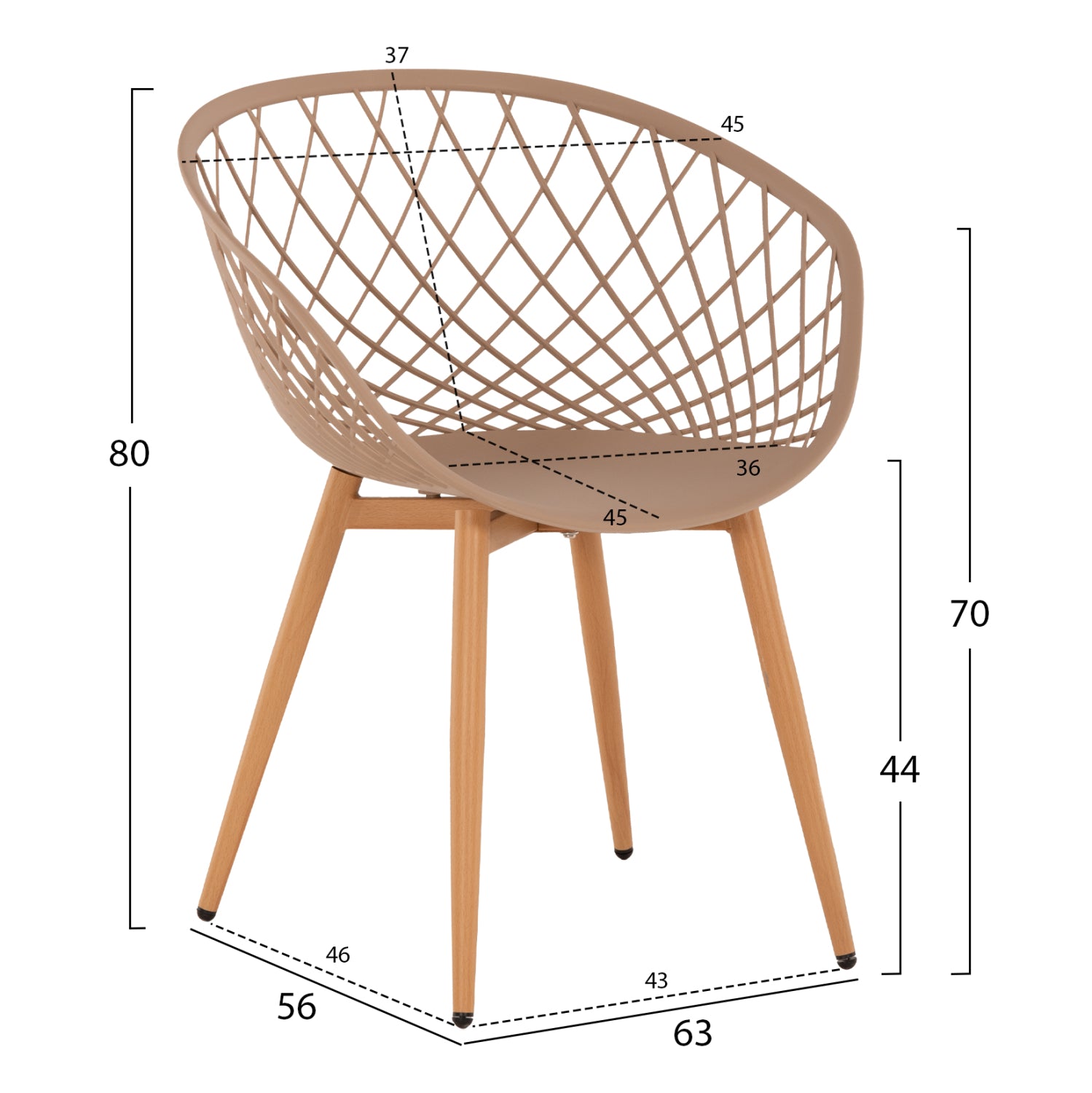 Кресло Ариадне цвят капучино-натурал 63x56x80