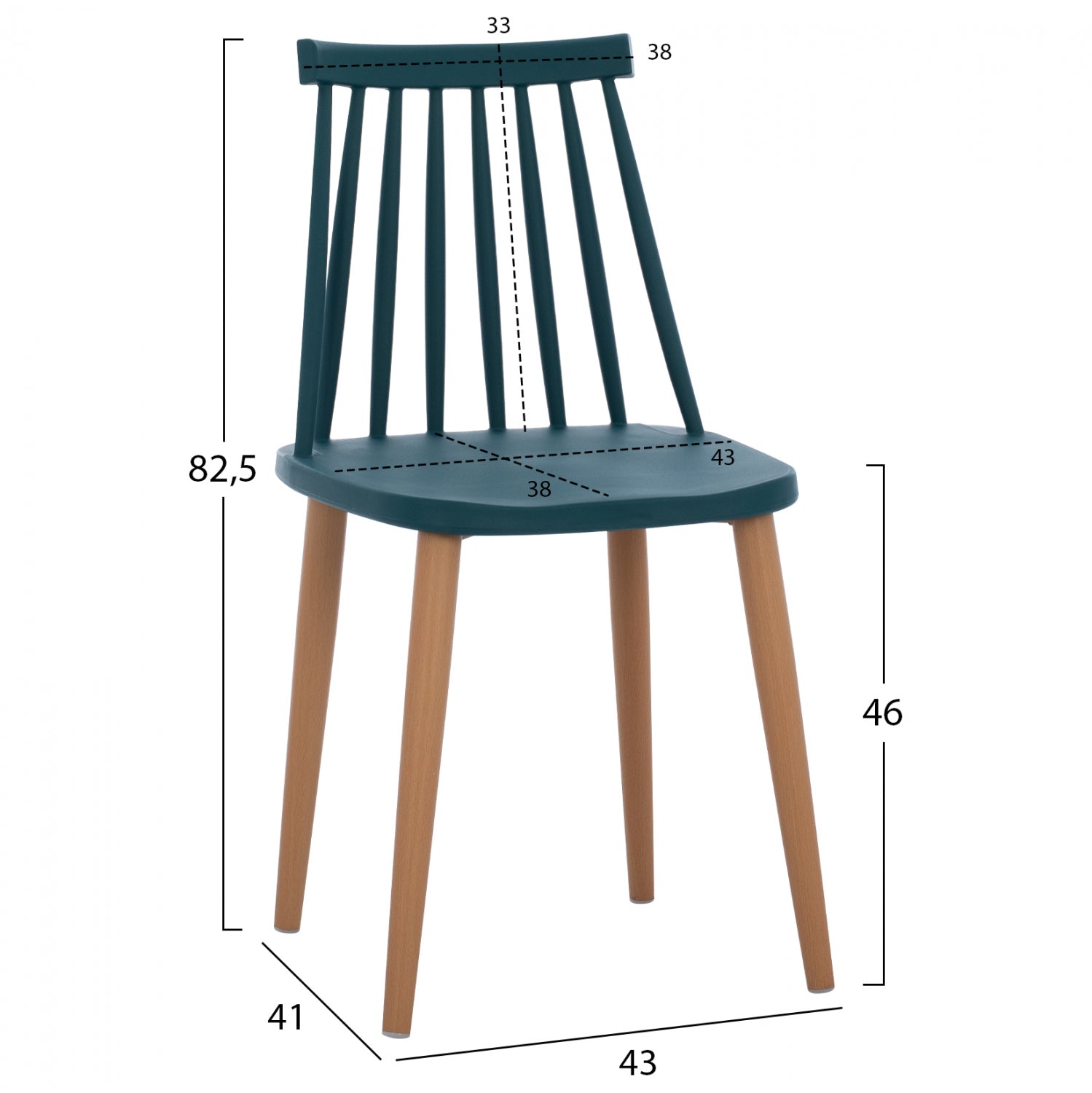 Стол Ванеса метални крака син цвят 43x46,5x82