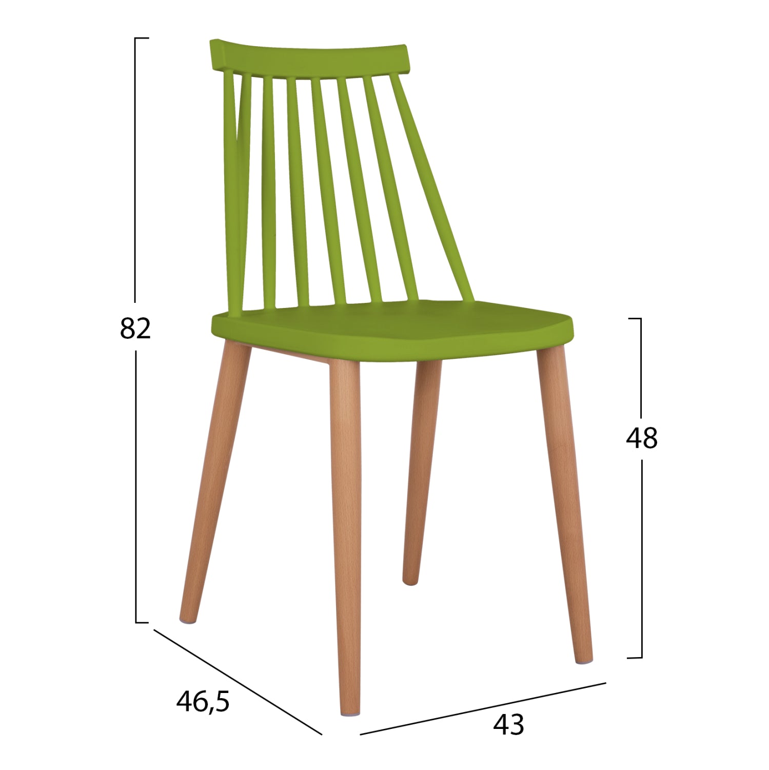 Стол  Ванеса метални крака зелен цвят 43x46,5x82