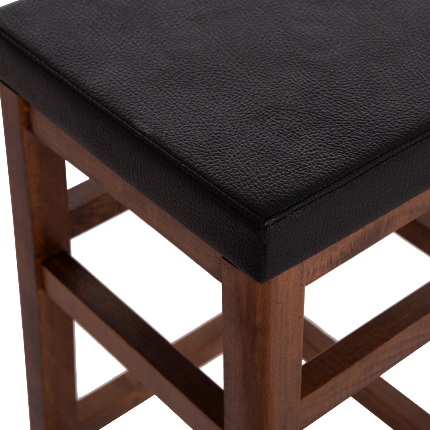 Бар стол кафяв с пу, черен, квадратен, 30x34x82см