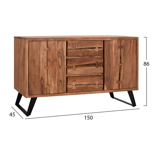 Бюфет FANSI  масивна акациева дървесина 150x45x86-cm
