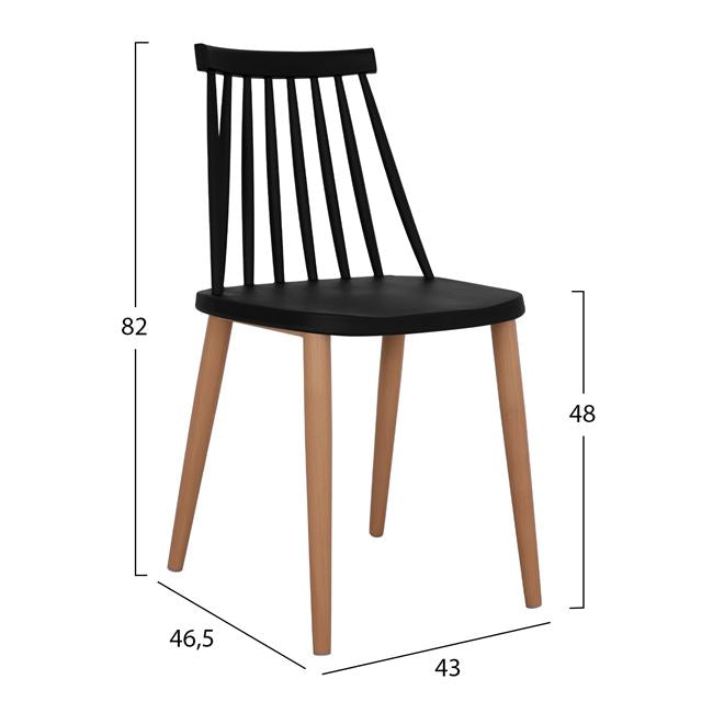 Комплект от 5 маса sonama и столове vanessa, черни, КГ1102402, 120x70x765 см