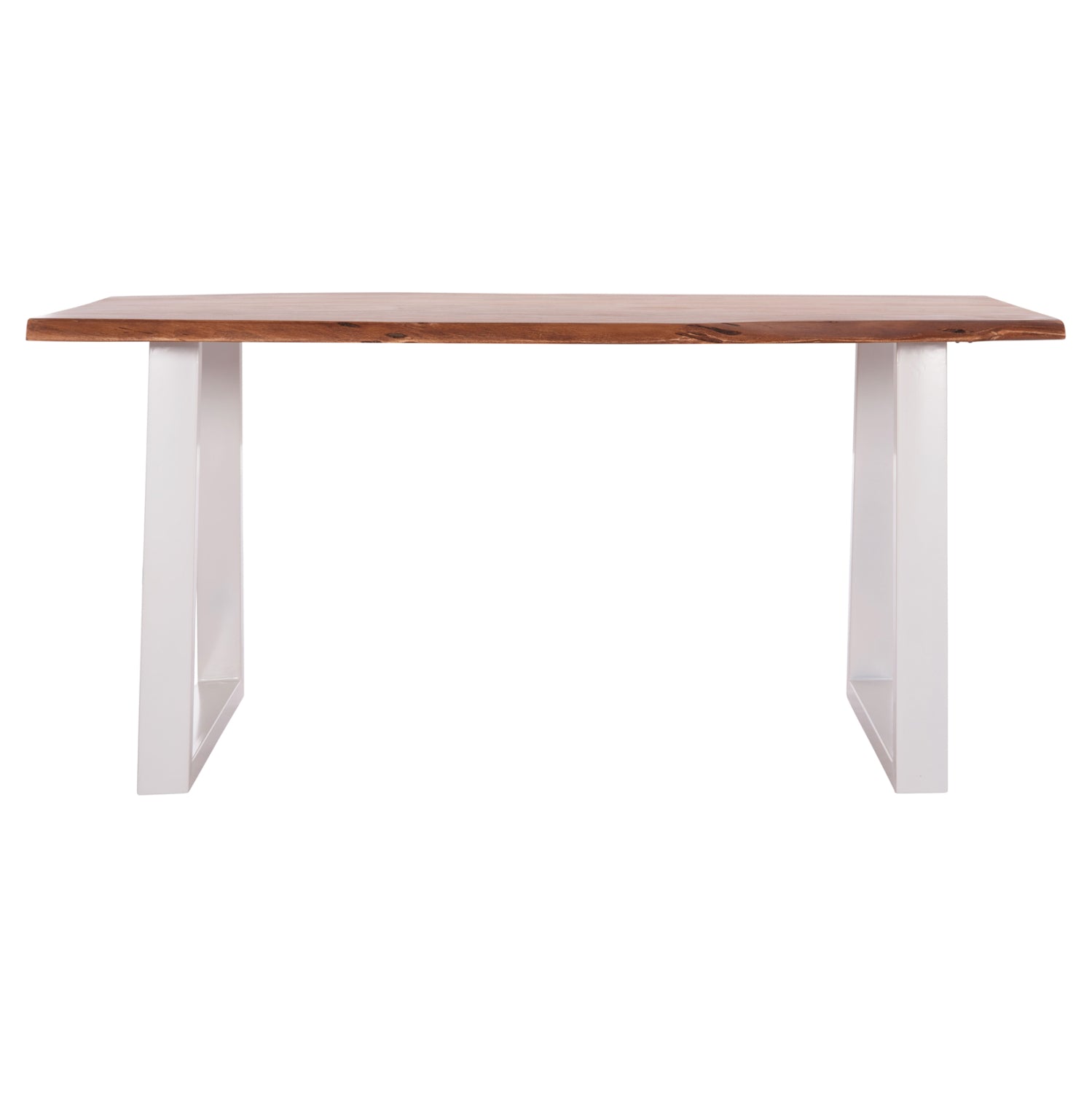 Трапезна маса Монтана акациево дърво 4см дебелина - бели крака 160х90х77см