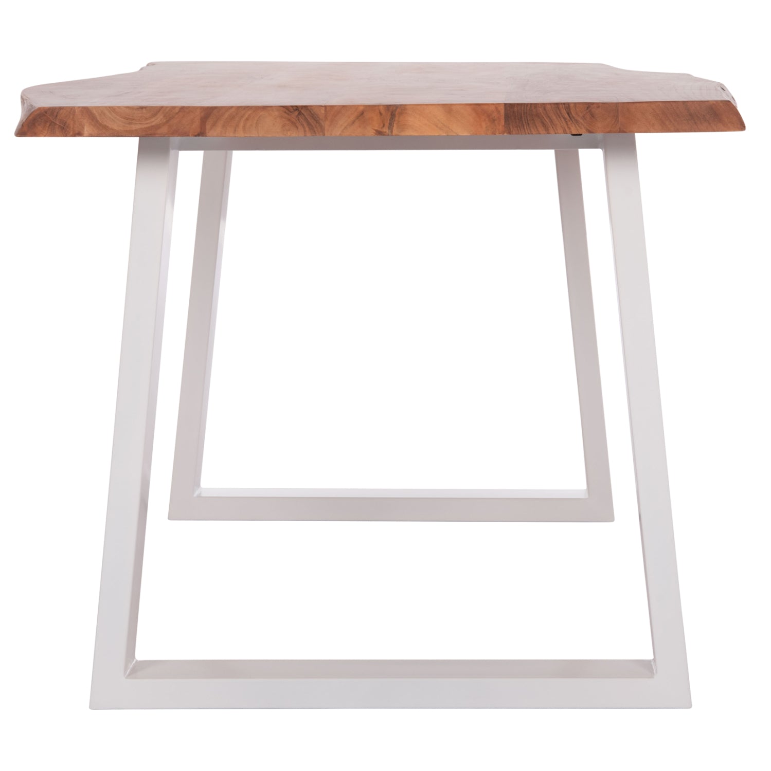 Трапезна маса Монтана акациево дърво 4см дебелина - бели крака 160х90х77см