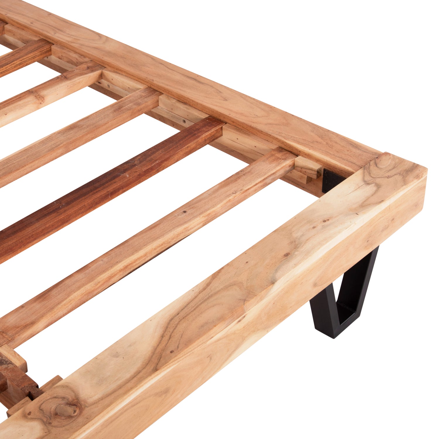 Спалня  Алисия от метал и масив акациево дърво 217x180.5x94см (матрак 160x200)