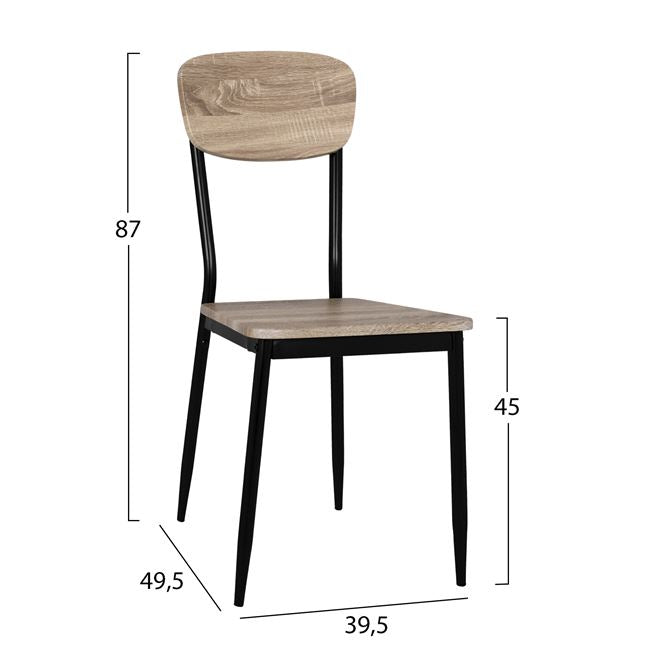 5бр. трапезарен комплект КГ10345 с повърхност sonama и черни крака 140x80x76 cm