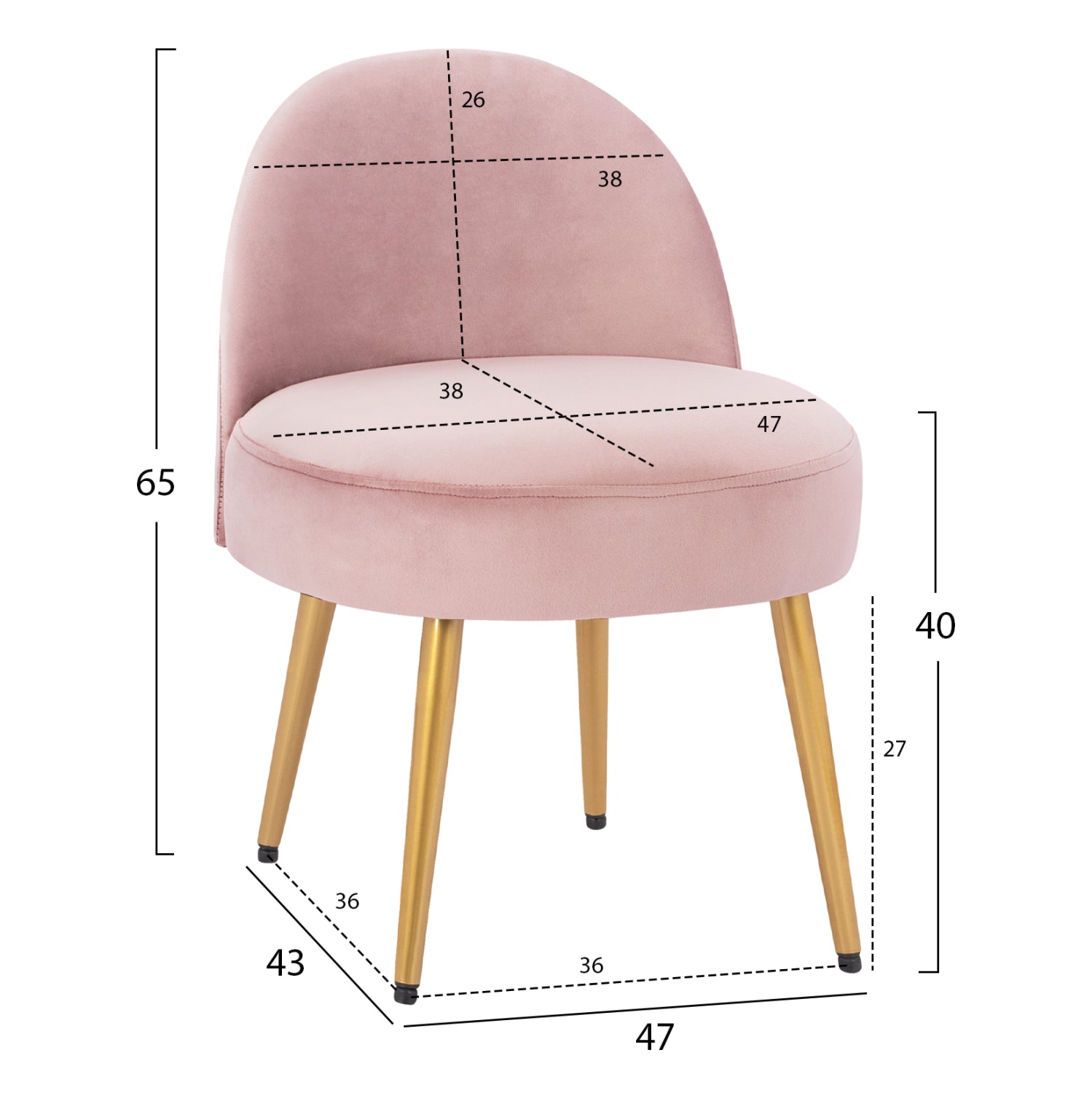 Стол-табуретка Ясмин голд розов цвят  47x43x65