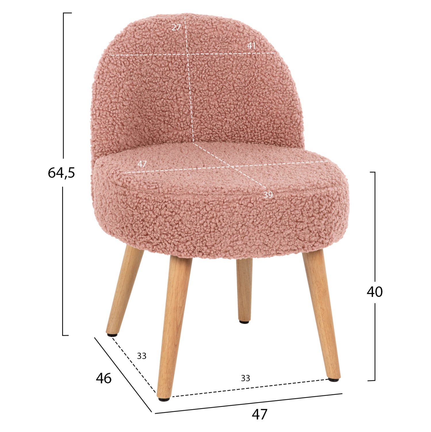 Стол-табуретка Ясмин букле розов цвят  47x46x64,5