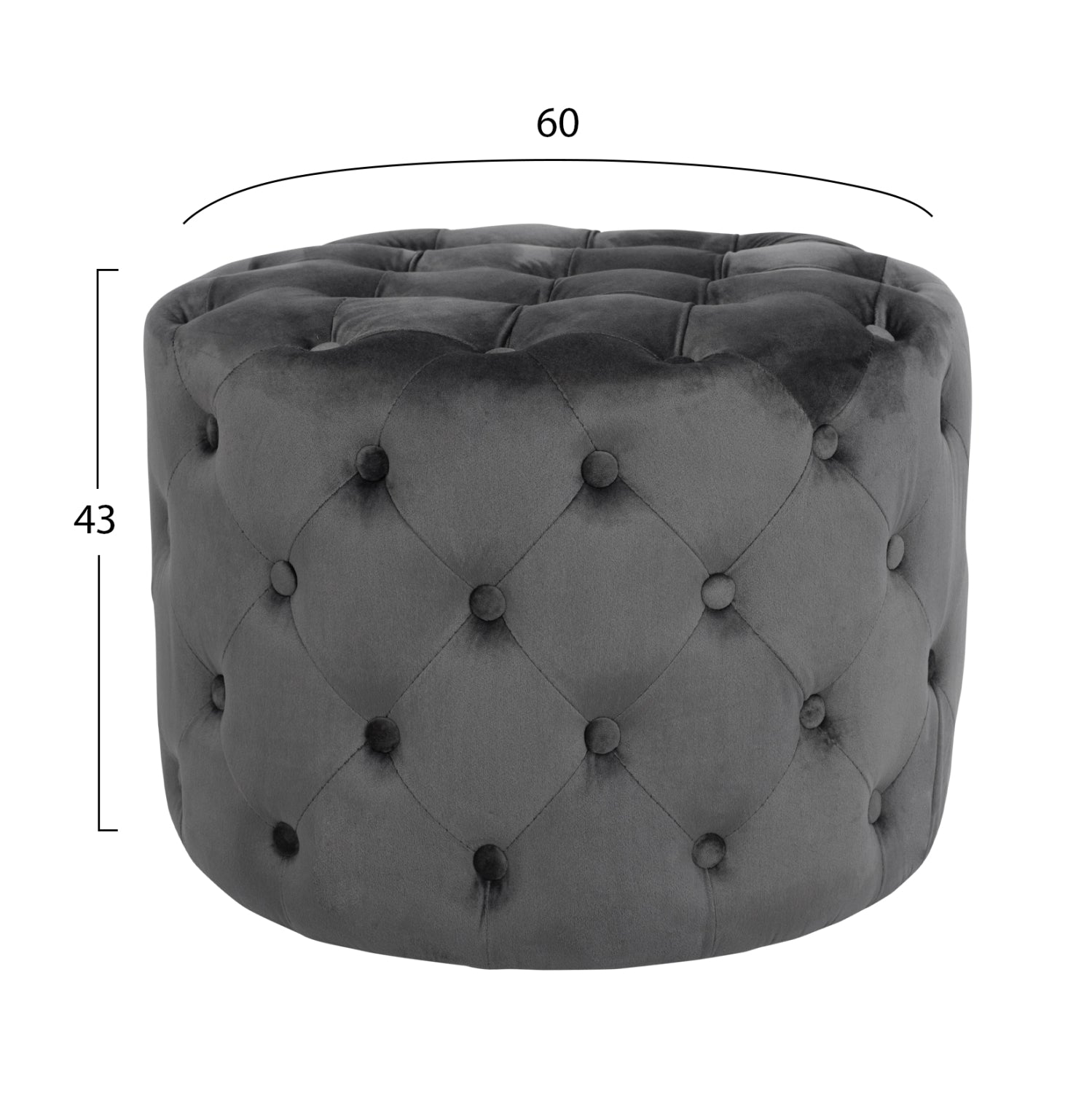 Табуретка Честърфилд сив цвят Φ60X43