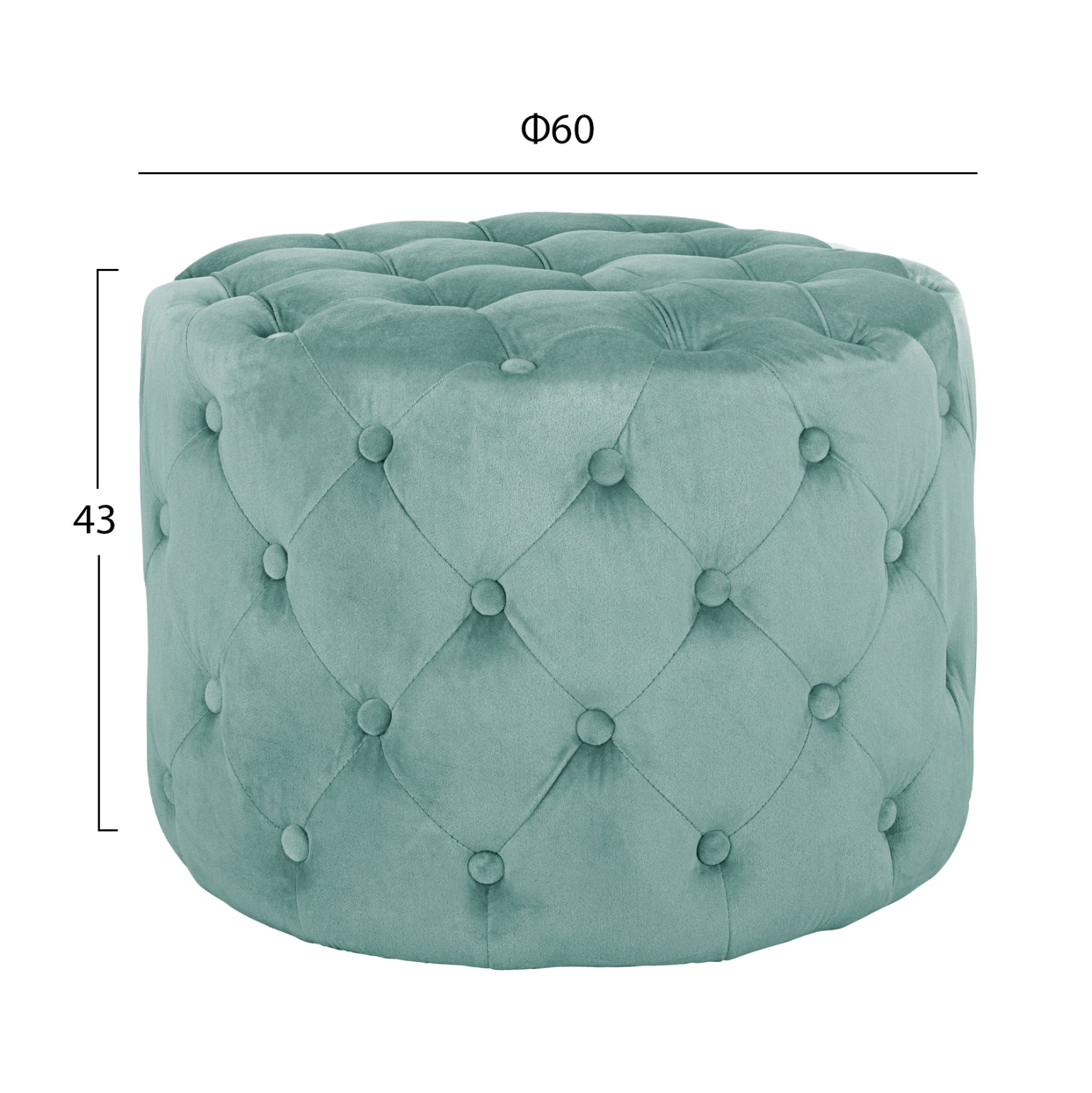 Табуретка Честърфилд цвят мента Φ60X43