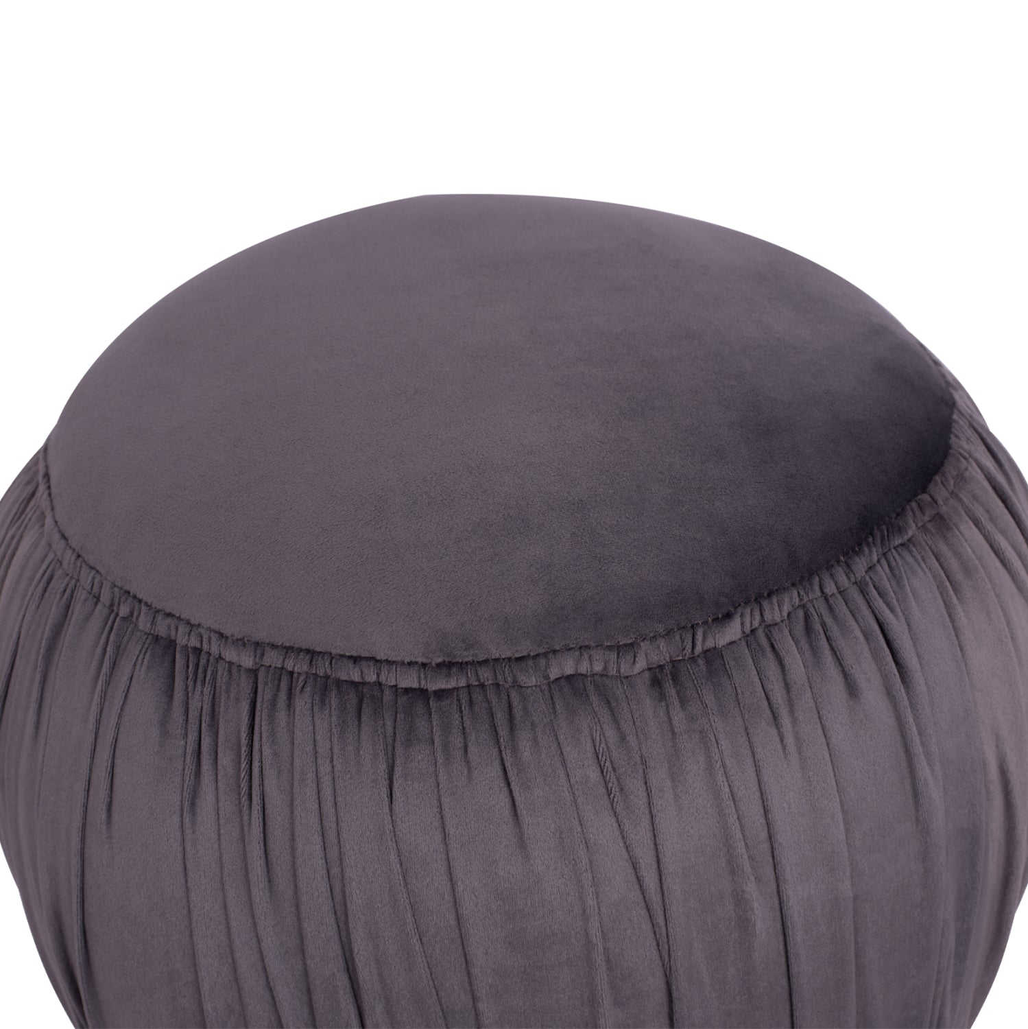 Табуретка Дерек сива кадифена, със сребърна основа  Φ45x40