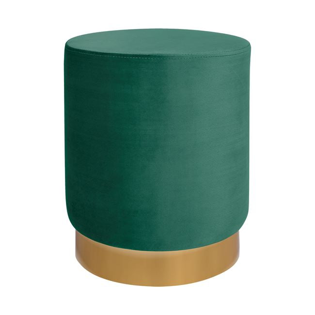 Табуретка  LEVY  кадифе кипарис със златна основа φ35x43см