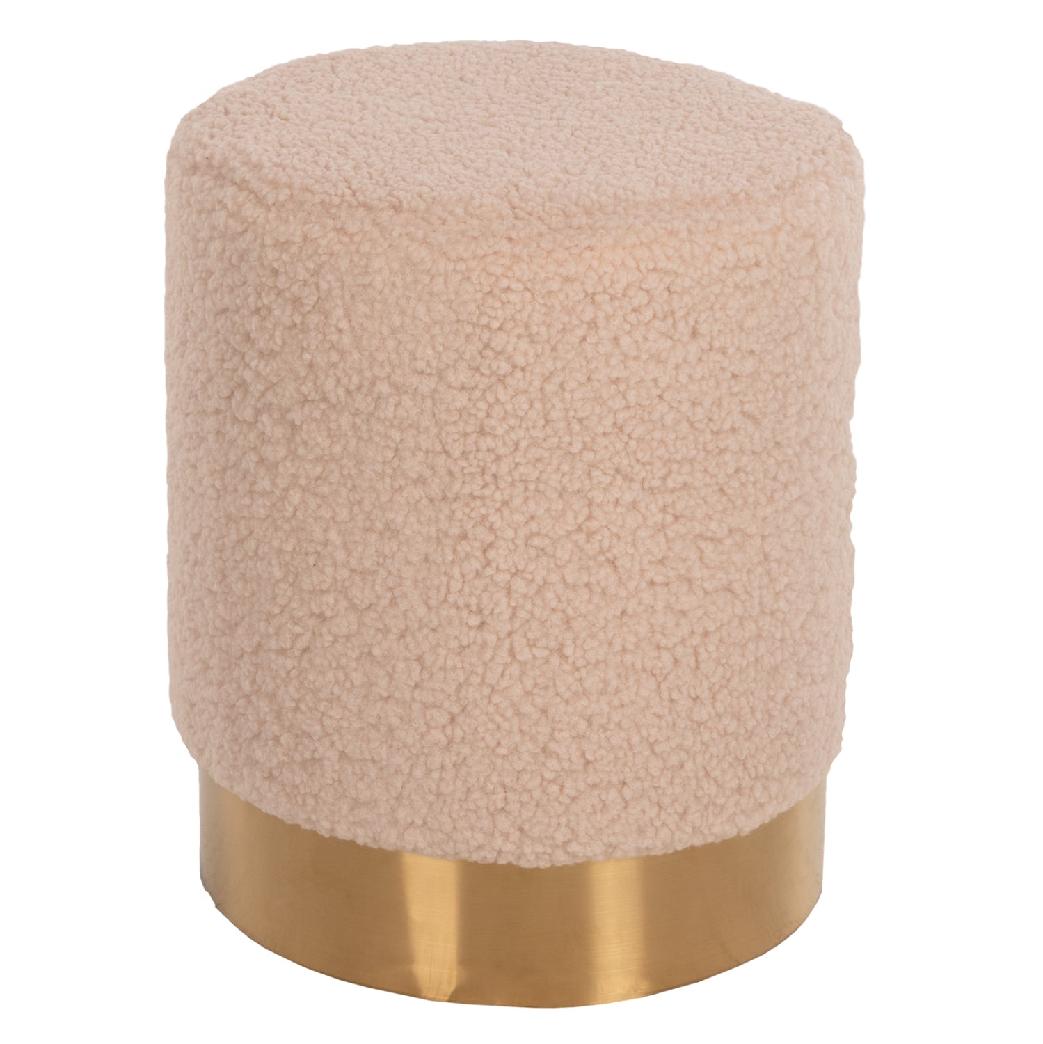 Табуретка  LEVY кремав плат със златна основа, φ35x42в см