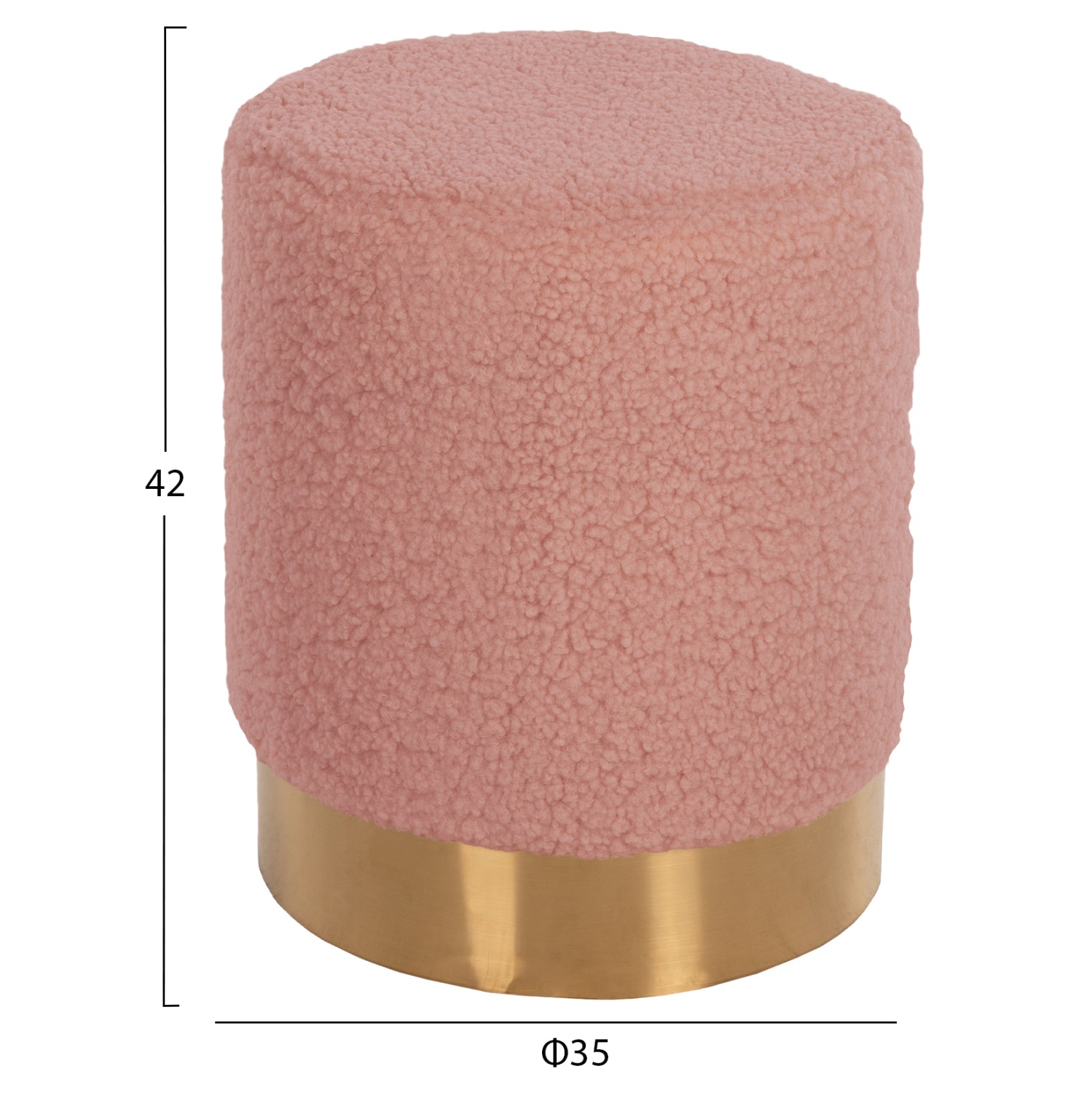 Табуретка  LEVY букле розов цвят ф35/42см