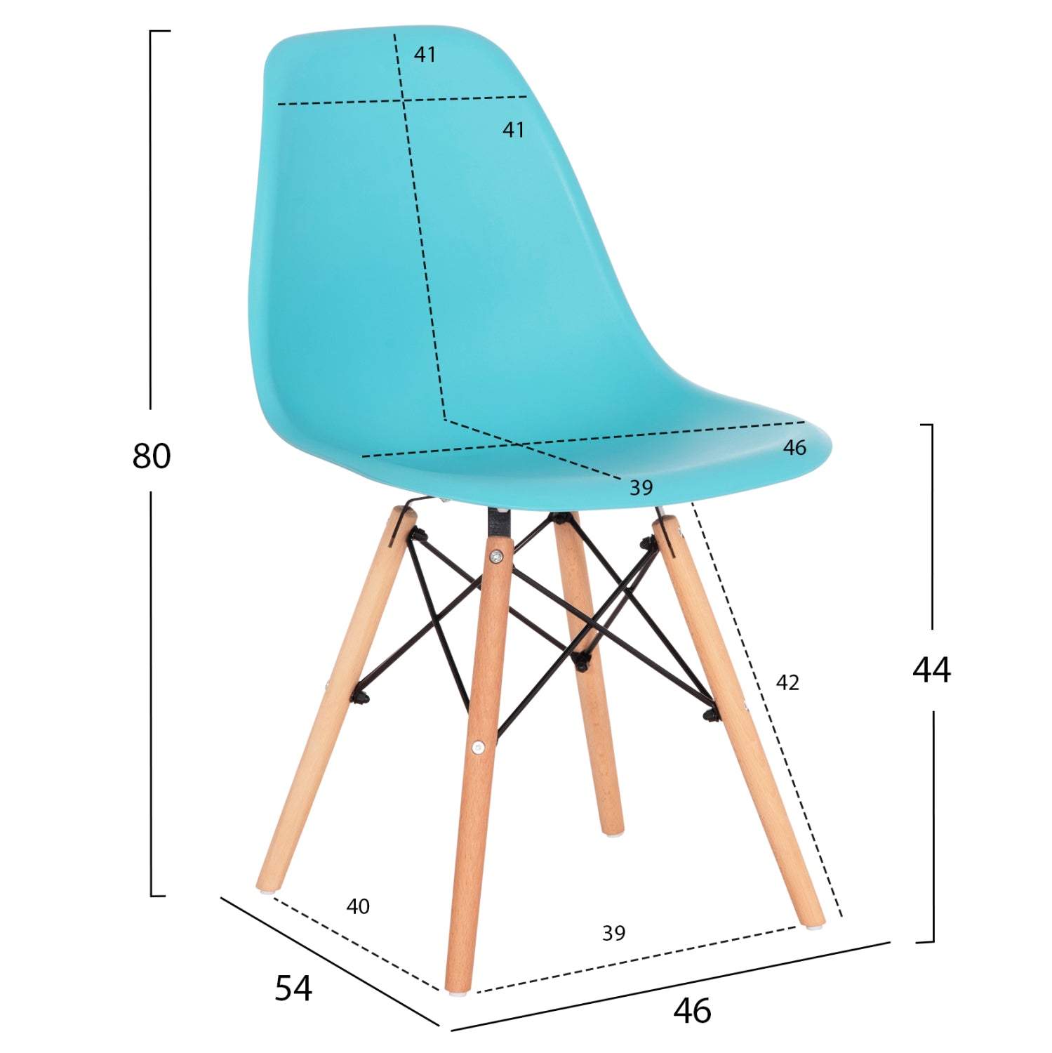 Стол Иви  - цвят тюркоаз 46x54x80