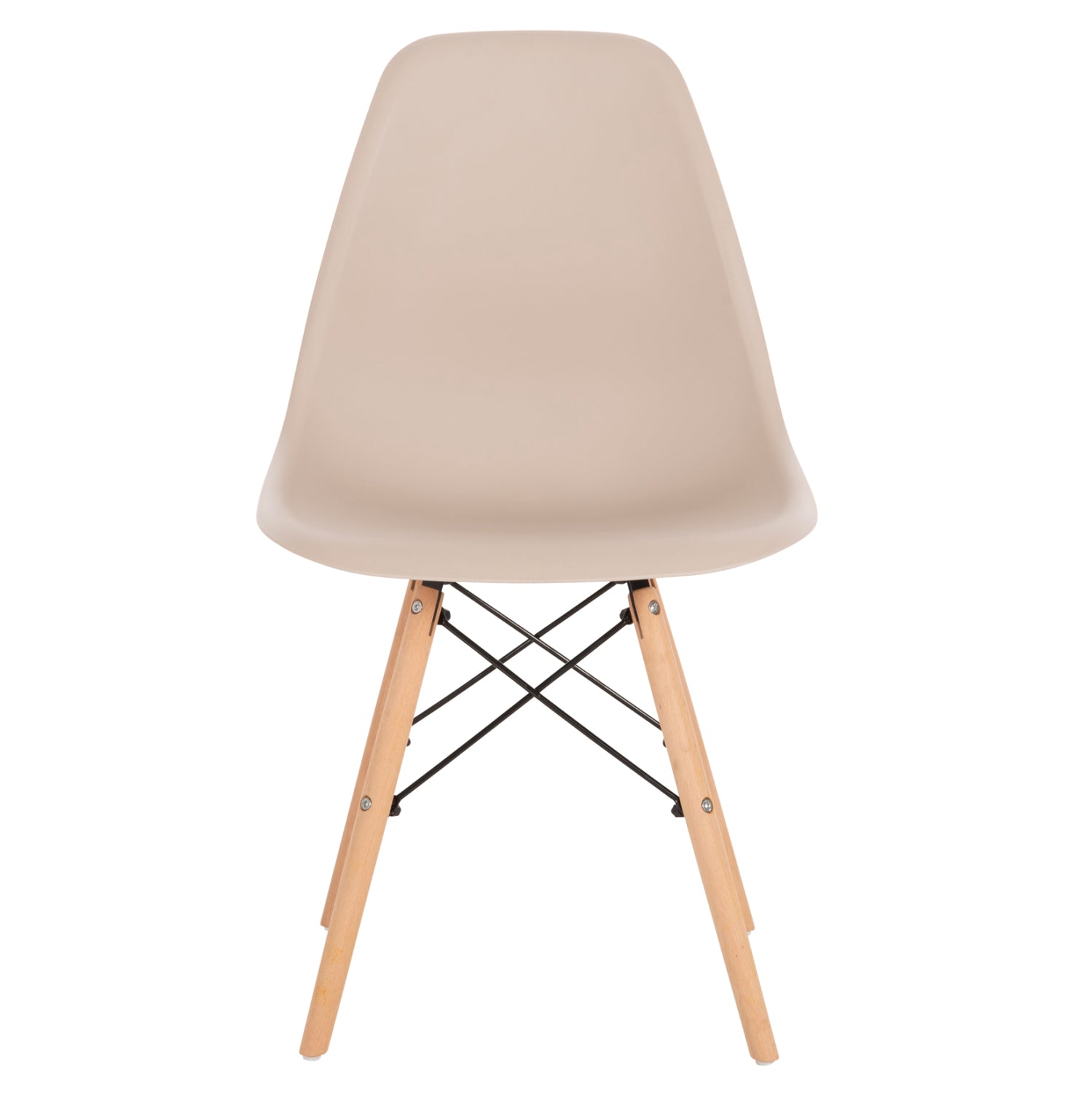 Трапезен  стол Иви с дървени крака и седалка от pp-капучино 46x50x82см