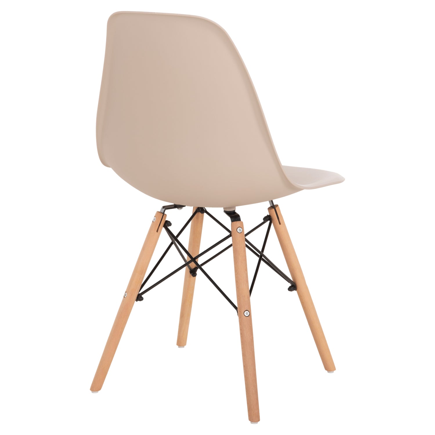 Трапезен  стол Иви с дървени крака и седалка от pp-капучино 46x50x82см