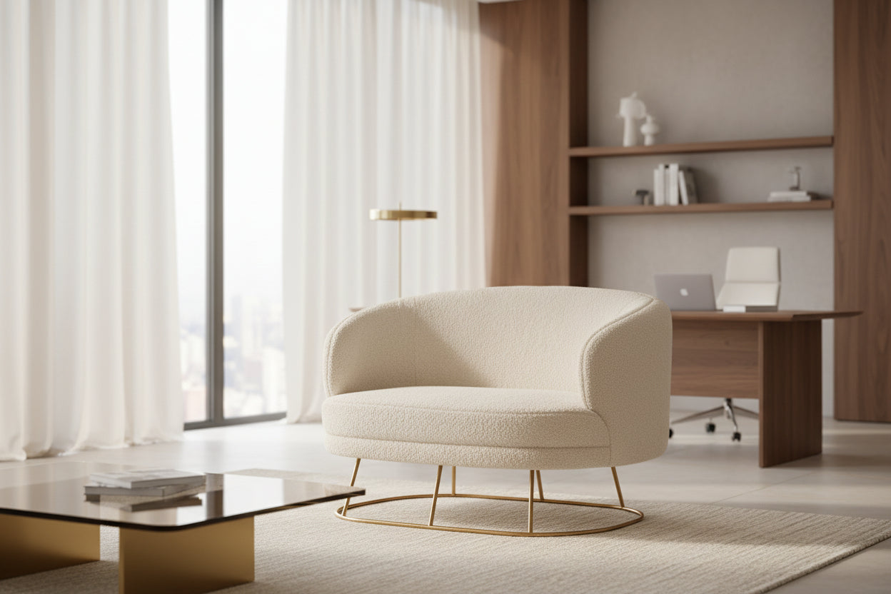 Канапе  ARIEN  голд букле екрю цвят  130x75x85