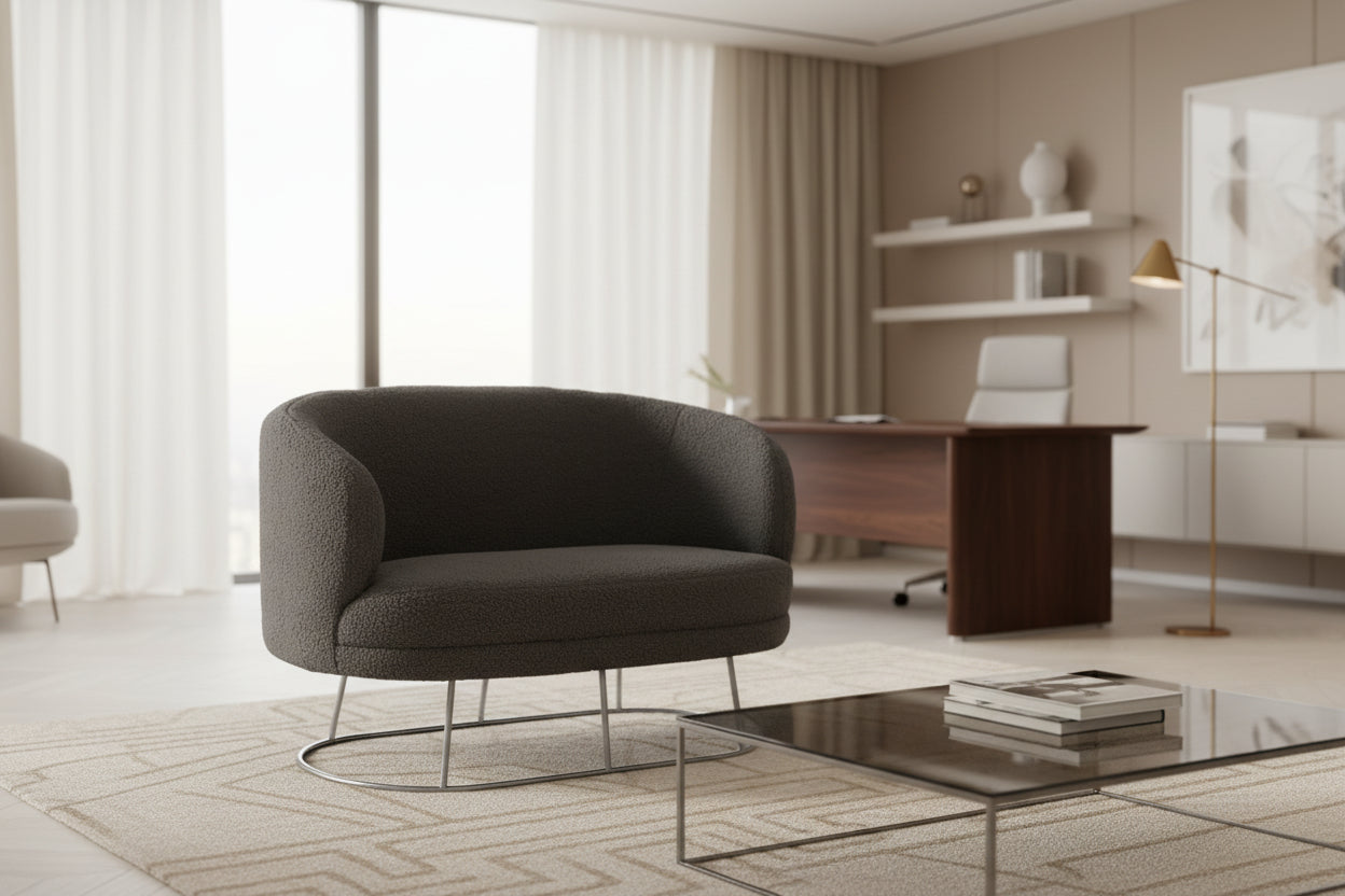 Канапе  ARIEN  букле сив цвят  130x75x85