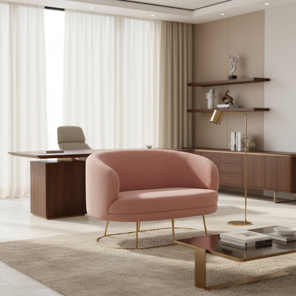 Канапе ARIEN голд букле розов цвят 130x75x85